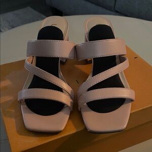 Unisa Pale Pink Multi-Strap Block Heel Sandals